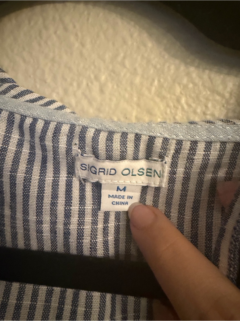 Sigrid Olsen Blue and White Striped Hooded Seersucker Jacket Size M Cotton-Linen - Picture 2 of 9